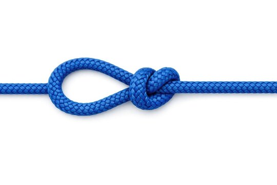 A single blue rope with a knot on it, suitable for illustration or graphic design