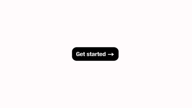 Get started text sign with arrow icon animation on white background for digital user interface with alpha channel