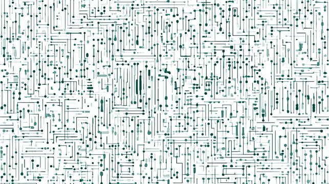 Digital circuit board seamless pattern creating technology background. Abstract network of lines and dots forming a complex technological grid on white