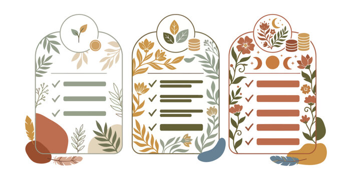 Boho Botanical Checklist Template Set