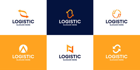 Naklejka premium Set of logistic logo design template