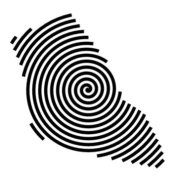Symbol Map of the City Paris 11e Arrondissement (France) showing the city with a black spiral line