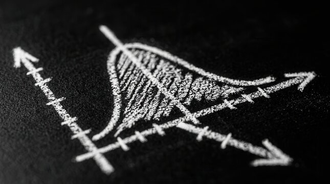 Conceptual illustration of statistical data analysis featuring a distribution curve and axes.