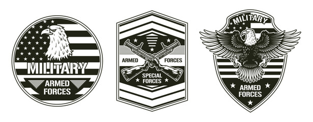 Fototapeta premium Military logos shown