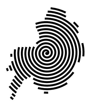 Symbol Map of the City Duga Resa (Croatia) showing the city with a black spiral line