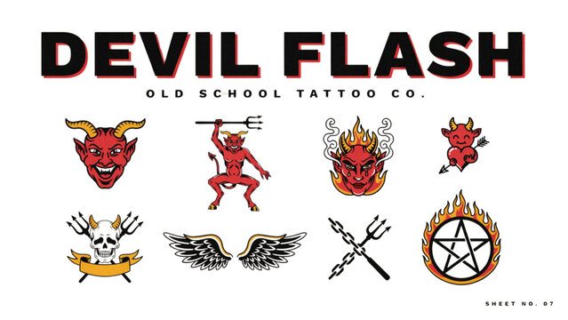 Vibrant devil flash warning symbols with red and black color scheme Vector