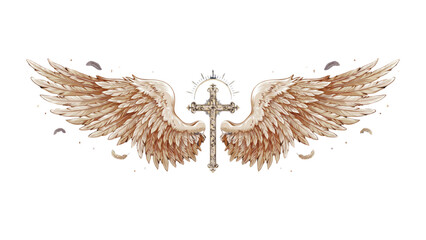 Golden wings design with intricate feather details in a light neutral style Vector © MSTBANU