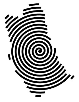 Symbol Map of the City Catanzaro (Italy) showing the city with a black spiral line