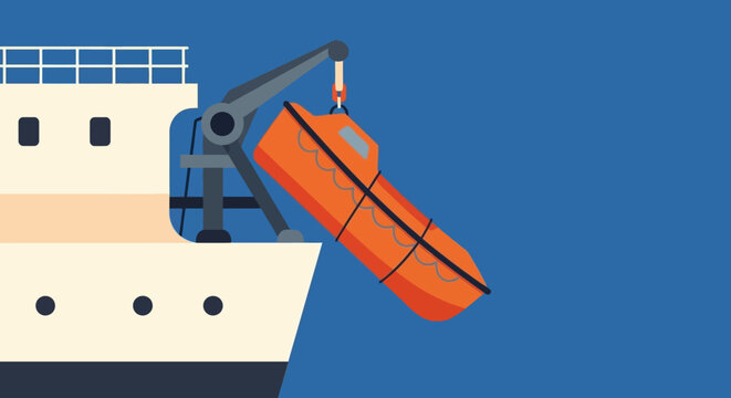 Lifeboat attached to the side of a ship.