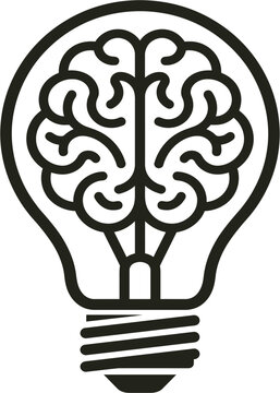 Brilliant concept of a human brain illuminating within a light bulb, symbolizing innovative thought and creative intelligence