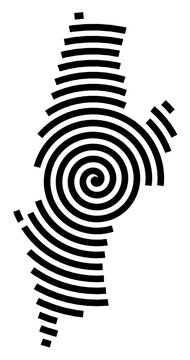 Symbol Map of the City Liepaja (Latvia) showing the city with a black spiral line