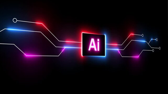 Artificial animation structures neon AI computer microchip plates. Technical artificial animation details circuit board paths. Cyber artificial animation codes web mainframes.