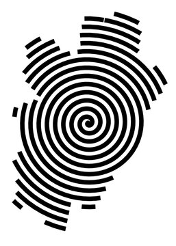 Symbol Map of the City Assen (Netherlands) showing the city with a black spiral line