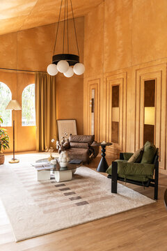 Living Room With Rustic Design and Simple Furniture Layout