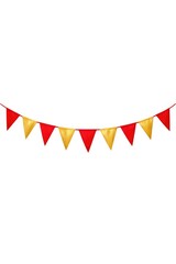 Obraz premium A decorative bunting featuring red and gold flags on a plain white background, ideal for patriotic or celebratory events