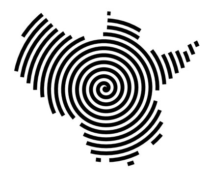 Symbol Map of the City Bedzin (Poland) showing the city with a black spiral line