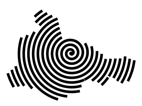 Symbol Map of the City M. Dabrowa Gornicza (Poland) showing the city with a black spiral line