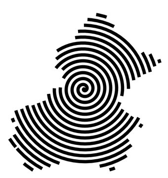 Symbol Map of the City M. Radom (Poland) showing the city with a black spiral line
