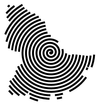 Symbol Map of the City Oradea (Romania) showing the city with a black spiral line