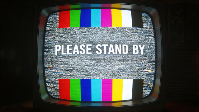 Old television displaying test pattern