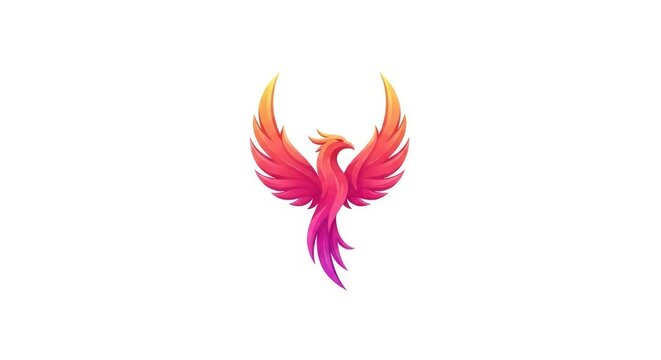 Vibrant phoenix firebird with majestic wings in flight