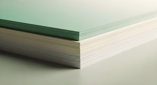 Close up corner of a stack of green and white gypsum boards