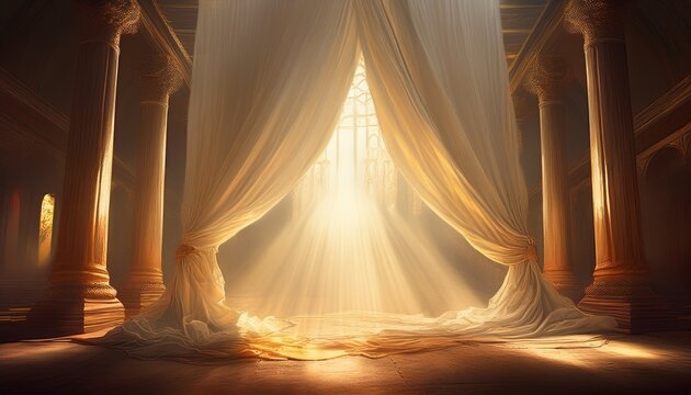 torn temple veil revealing divine light