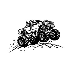 Detailed black and white vector illustration of a monster truck © Noah