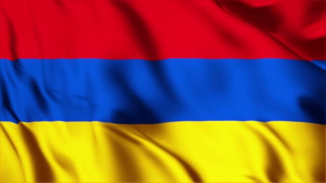 Armenia flag waving in wind national symbol of armenian people patriotic textile banner flowing soft ripples realistic fabric surface motion video.