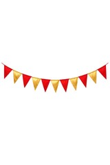 Fototapeta premium A festive red and gold bunting decoration hanging from a string, suitable for parties or celebrations