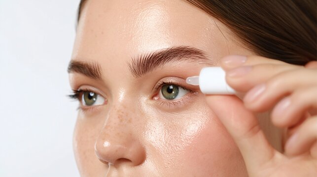 Detailed view of an individual using eye drops to hydrate and soothe the eye region for comfort and relief