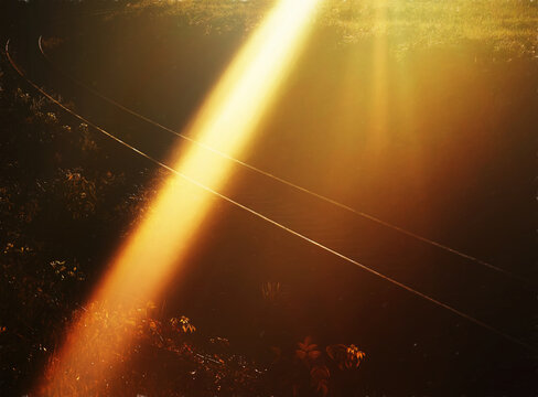 Abstract ray of light on the railway track illustration
