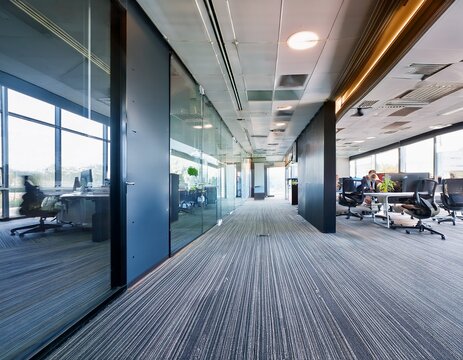 bustling modern office space a dynamic blurred motion capture of a modern office interior during daylight