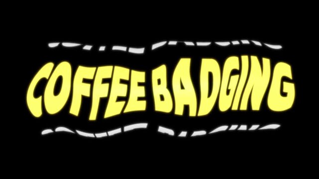 Wavy animated coffee badging text graphic an yellow graphic displaying
