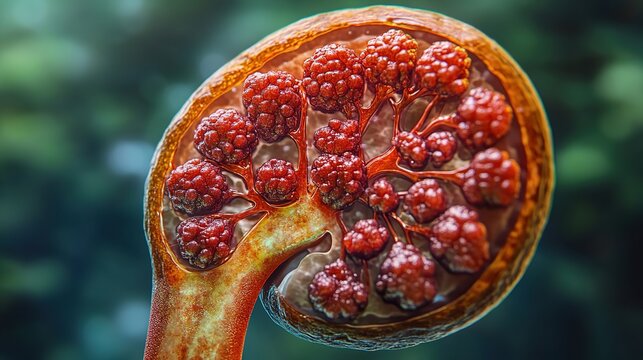Detailed Medical Illustration of Adrenal Disease, Adrenal Gland Disorders Anatomy Diagram Showing Adrenal Tumor, Insufficiency, Hyperfunction, Hormonal Imbalance Pathophysiology in Human Endocrine 