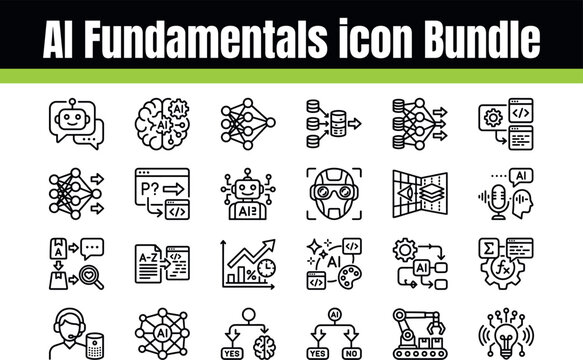 Ai fundamentals icon bundle artificial intelligence line icons