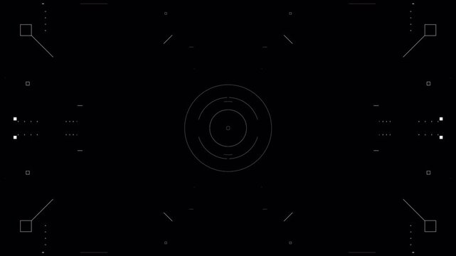 Abstract digital HUD interface with geometric circle animation.