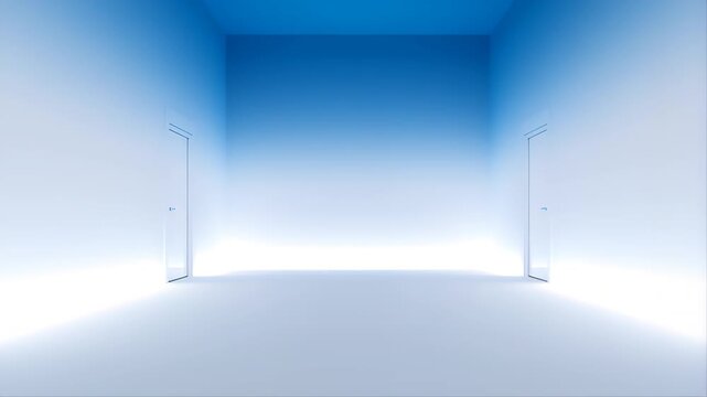 Hallway Corridor with Minimal Smooth Lighting Gradient, Soft Glow, Symmetrical Perspective and Modern Architectural Space