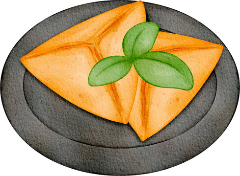 Watercolor spinach fatayer hand painted illustration