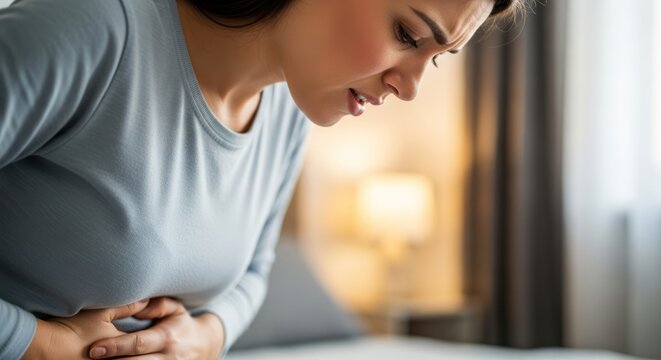 Woman with stomach pain.