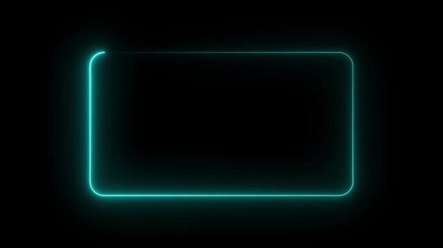 Glowing Neon Rectangle Border Frame Animation with Two Tone Light Effects for Abstract Background and Futuristic Motion Graphics Design