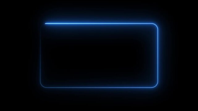 Animation of Glowing Neon Rectangle Border Frame with Two Tone Light Effects on Abstract Background for Motion Graphics Overlay