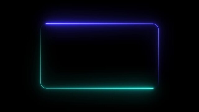 Animation of Glowing Neon Rectangle Border Frame with Two Tone Light Effects on Abstract Background for Motion Graphics Overlay