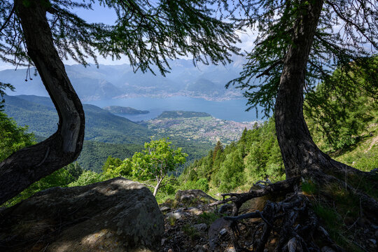 Panoramic View from Scoggione over Colico,  and Eastern Lake Como