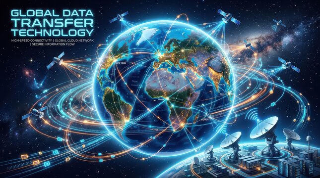 Global data transfer technology network visualization