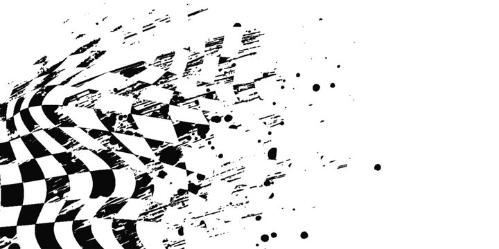 Distressed checkered racing flag with grunge effect