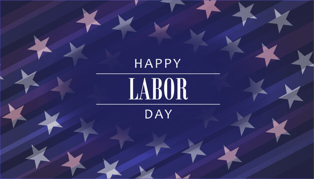 A stars and stripes background mimicking the American Flag and the text "Happy Labor Day"