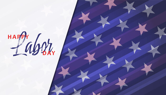 A stars and stripes background mimicking the American Flag and the text "Happy Labor Day" on a white overlay
