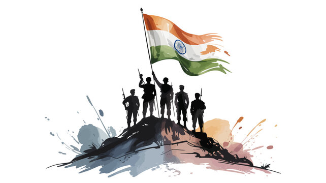 Jai Hind continuous thin line typography slogan banner in minimalist monoline style on isolated white background