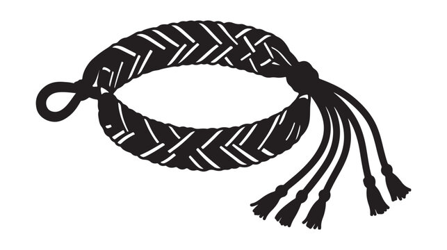Handcrafted braided rope with fringe tassels hanging loop design illustration transparent background